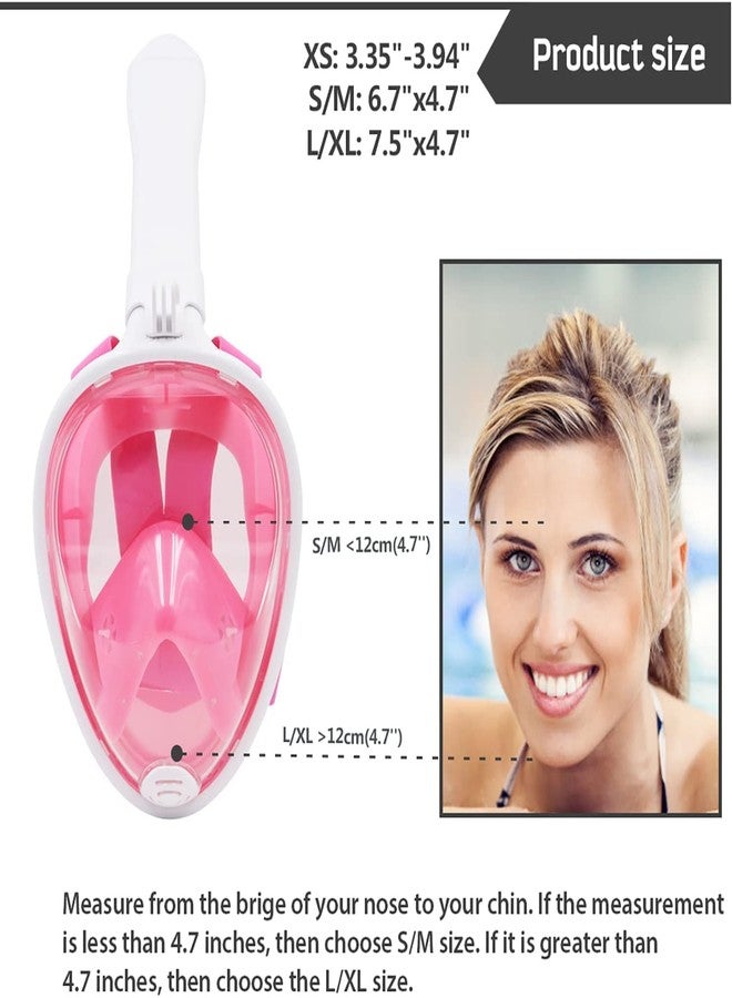 VBM قناع غوص VBM، قناع غطس، قناع غوص كامل الوجه مع سهولة التنفس، رؤية بحرية بزاوية 180 درجة، تصميم مضاد للضباب والتسرب، قناع سباحة وغوص كامل الوجه مع حامل كاميرا الحركة للبالغين (وردي، مقاس كبير/كبير جدًا) - Image 5