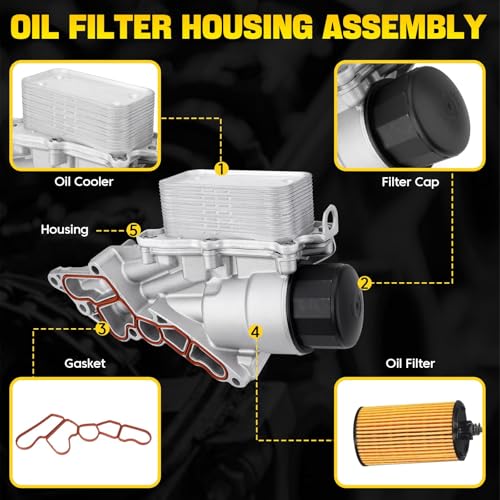 YEHERIT 2721800510 Aluminium Oil Cooler Filter Housing Assembly Compatible with 2006-2012 Mercedes Benz E350 E280 C230 C300 C350 GLK350 ML450 S400 SLK300 R350 S550 GL550 E550 SL550 CLS550 CL550 CLK550 - Image 3