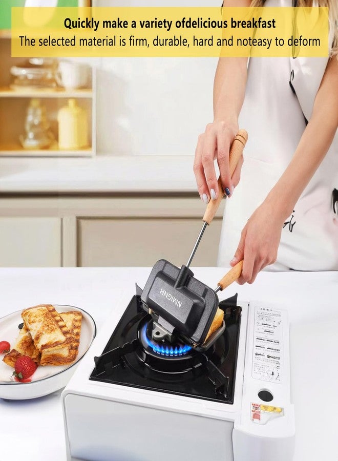 NMIGNH 4w1h Sandwich Maker,Hot Sandwich Maker, Double-Sided Sandwich Baking Pan,Double Sided Frying Pan for Breakfast,Hot Dog Toaster,Campfire Sandwich Maker(1Pcs) - Image 3