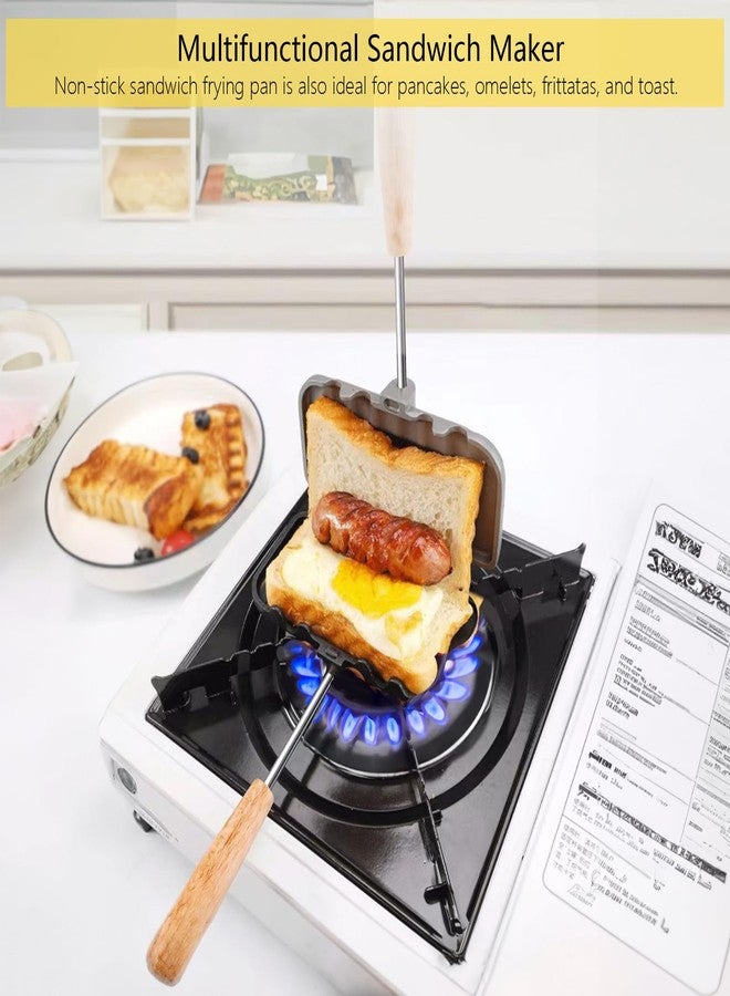 NMIGNH 4w1h Sandwich Maker,Hot Sandwich Maker, Double-Sided Sandwich Baking Pan,Double Sided Frying Pan for Breakfast,Hot Dog Toaster,Campfire Sandwich Maker(1Pcs) - Image 4