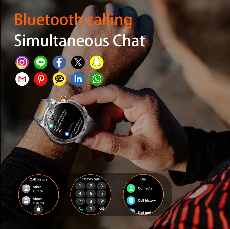 SACOSDING Militrary Smart Watch for Men,1.53" HD/1000mAh Battery Smart watches for Android/iOS (Bluetooth Call Answer/Calls)Fitness Tracker,100+ Sports/LED Flashlight/IP68 Waterproof/Sleep Tracker Smartwatch - Image 3