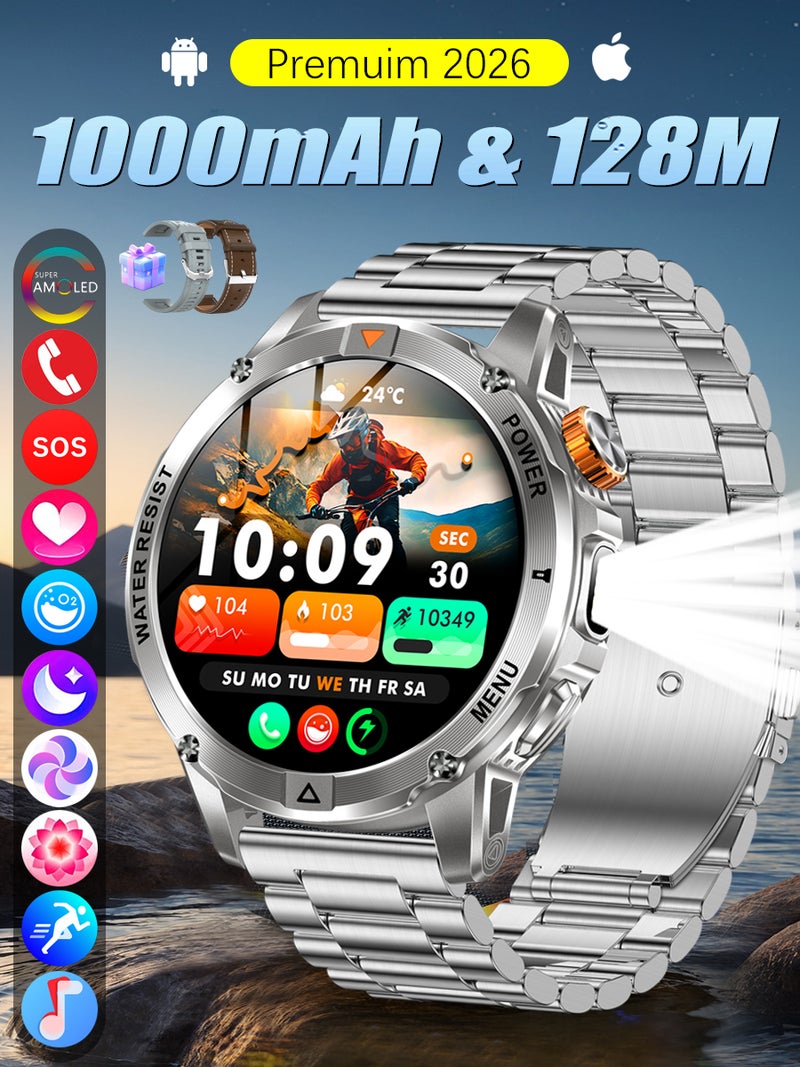SACOSDING Militrary Smart Watch for Men,1.53" HD/1000mAh Battery Smart watches for Android/iOS (Bluetooth Call Answer/Calls)Fitness Tracker,100+ Sports/LED Flashlight/IP68 Waterproof/Sleep Tracker Smartwatch - Image 1
