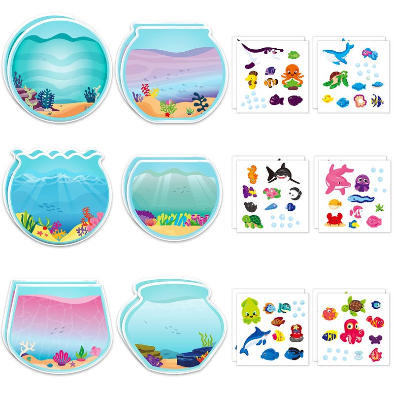 CY2SIDE 12PCS Summer Sea Animal Stickers Craft for Kid Make Your Own Fish Tank Scene Sticker DIY Sea Life Animal Sticker Under the Sea Summer Craft Activities for Kids Classroom Party Game Reward Gift - Image 2