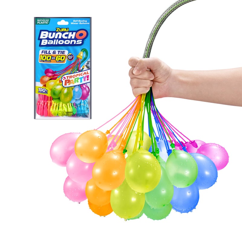 Bunch O Balloons Tropical Party by ZURU, 100+ Rapid-Filling Self-Sealing Tropical Colored Water Balloons for Outdoor Family, Friends, Children Summer Fun (3 Count) - Image 2