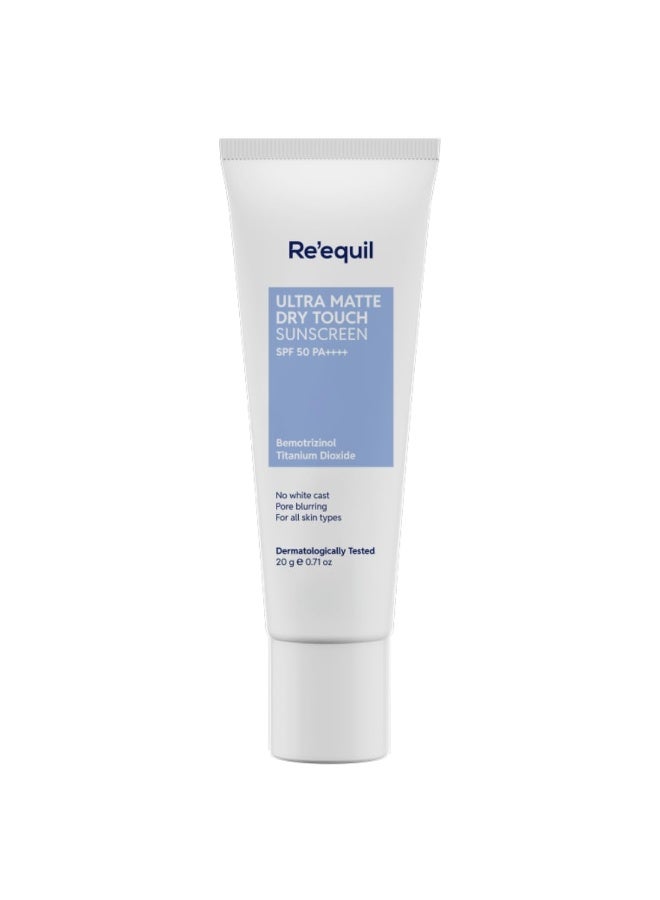 RE' EQUIL Re'Equil Ultra Matte Dry Touch Sunscreen Gel Spf 50 Pa++++, Water Resistant With Zinc Oxide And Titanium Dioxide 20G - Image 1