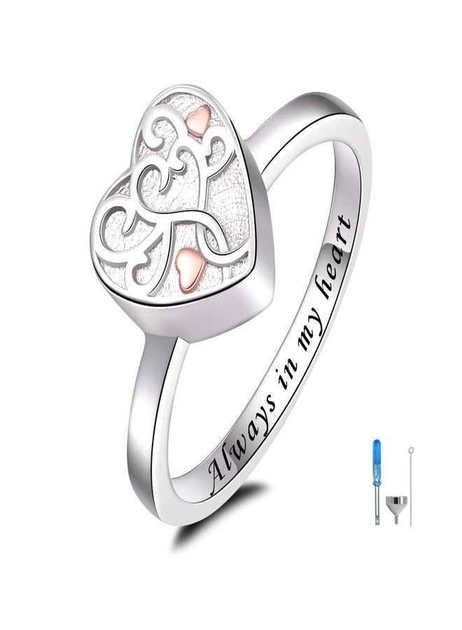 ACJNA 925 Sterling Silver Heart Tree of Life Flower Cremation Urn Ring for Ashes for Women Hold Loved Ones Finger Ring Memorial Keepsake Jewelry (10) - Image 1