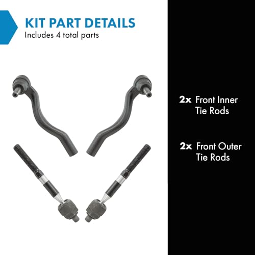 TRQ Front Tie Rod Set Compatible with 2011-2015 Dodge Durango Jeep Grand Cherokee - Image 2