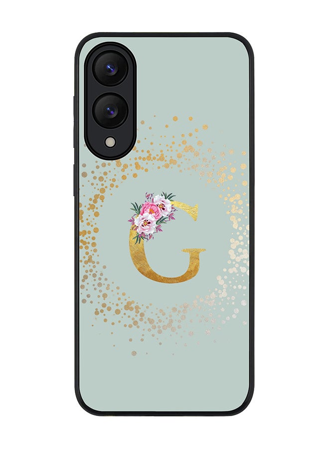 Stylizedd For Samsung Galaxy S25 Edge Case,Slim fit Camera Protection, Shockproof Thin Phone cover  - Custom Monogram Floral - G  (Light Grey )