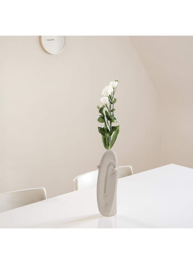 Decorhills Decorhills Face Vase, Abstract Flower Arrangement Holder, Stone Beige, 12 x 19.5 cm  - Image 3