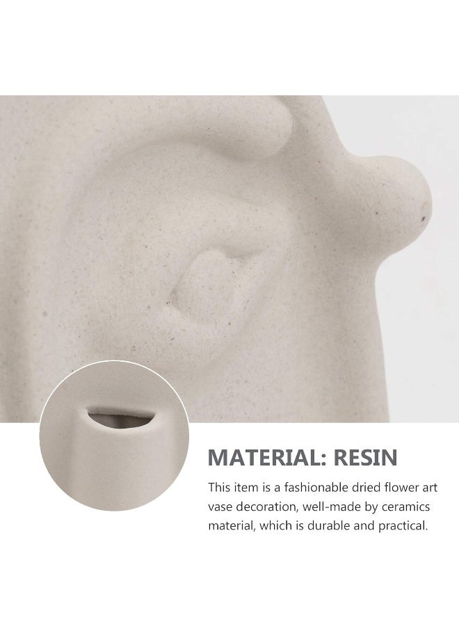 Decorhills Decorhills Face Vase, Abstract Flower Arrangement Holder, Stone Beige, 12 x 19.5 cm  - Image 4
