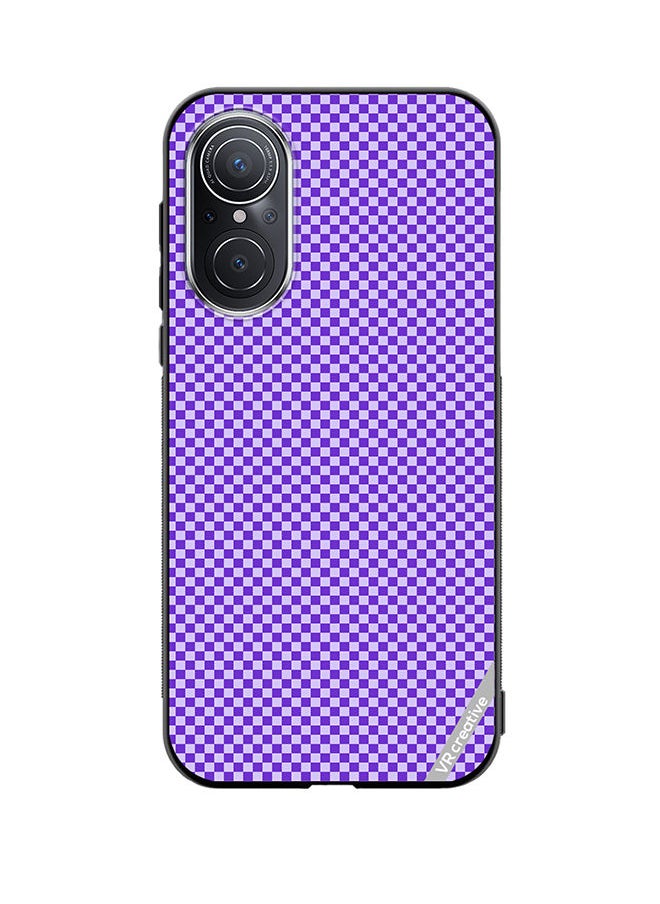 VR CREATIVE Protective Case Cover For Huawei Nova 9 SE Groovy Prply And White Checkerboard Design Multicolour  - Image 1