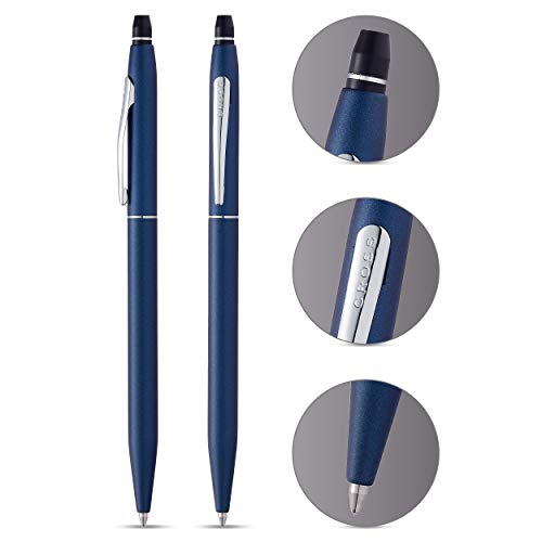 Cross Click Blue Lacquer Ballpoint Pen with Chrome Appointments and Bonus Slim Gel Refill - Image 3