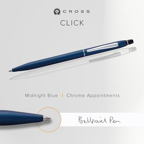 Cross Click Blue Lacquer Ballpoint Pen with Chrome Appointments and Bonus Slim Gel Refill - Image 2