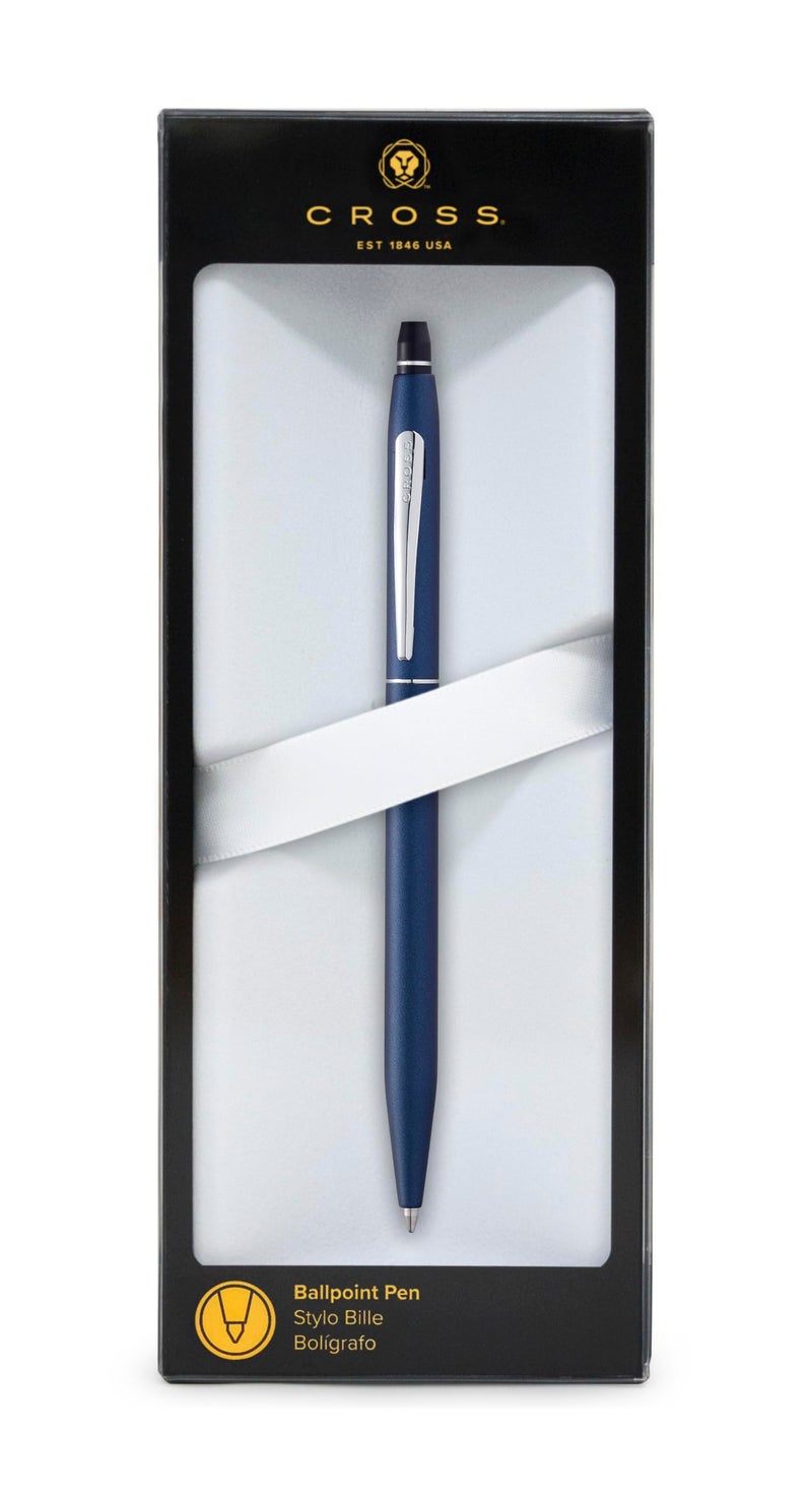 Cross Click Blue Lacquer Ballpoint Pen with Chrome Appointments and Bonus Slim Gel Refill - Image 4