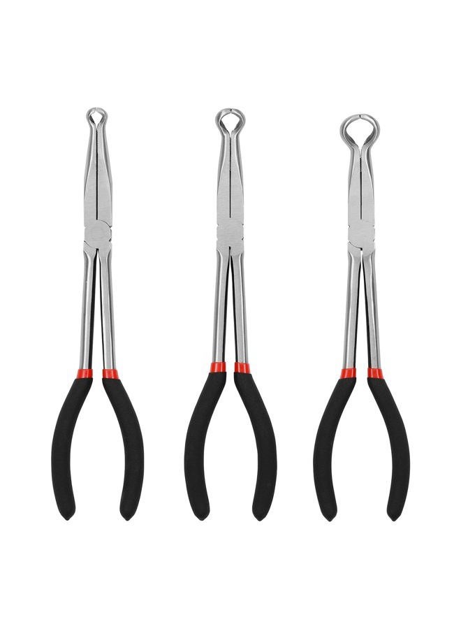 Mayouko 3PCS 11" Long Reach Hose Grip Pliers Set, 5/16 Inch, 1/2 Inch, 3/4 Inch Ring Nose Hose Gripper Pliers Kit, Carbon Steel Offset Spark Plug Boot Removal Pliers for Narrow Space - Image 1
