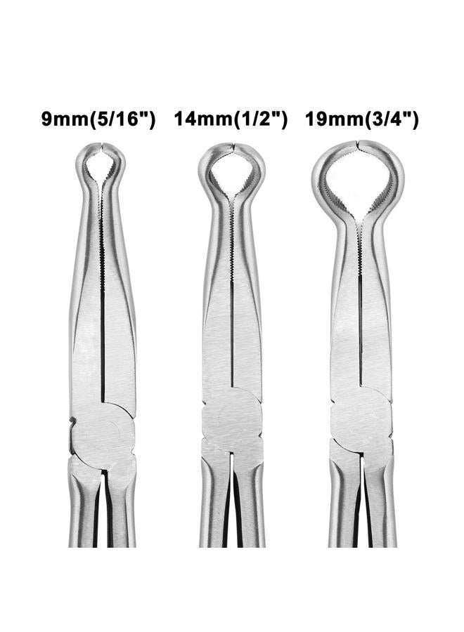 Mayouko 3PCS 11" Long Reach Hose Grip Pliers Set, 5/16 Inch, 1/2 Inch, 3/4 Inch Ring Nose Hose Gripper Pliers Kit, Carbon Steel Offset Spark Plug Boot Removal Pliers for Narrow Space - Image 3