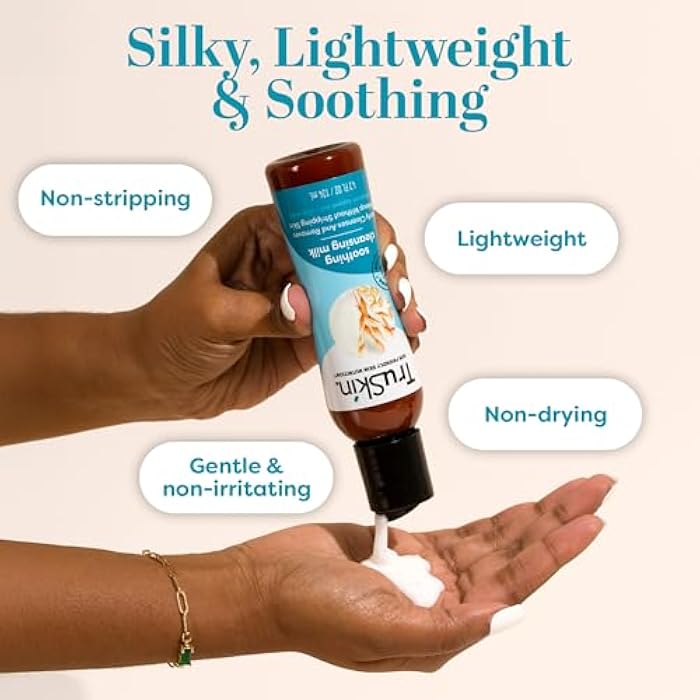TruSkin Soothing Cleansing Milk - Gentle Facial Cleanser with Rice & Oat Milk, Hyaluronic Acid - Removes Make-Up Without Stripping Sensitive Skin - Image 4