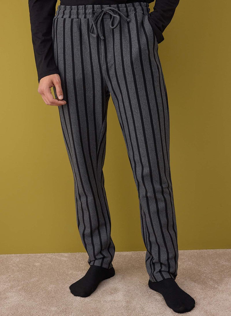 trendyol Black - Anthracite Regular Fit Striped Textured Knitted Pajama Set Tmnaw26Pt00006 - Image 3