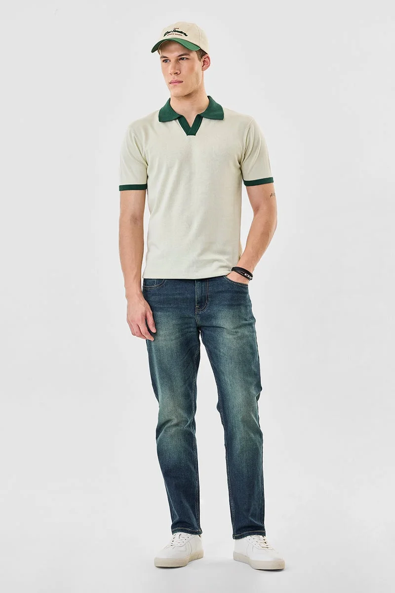 سنيتش Light Green Solid Half Sleeve Slim Fit T-Shirt