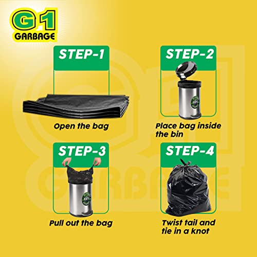 G1 G 1 Garbage Bags | Dustbin Bags | Small Size | 17X19 Inches | 30 Pack | Pack of 8 | Black | For Wet and Dry Waste For Home Kitchen Washroom | - Image 4