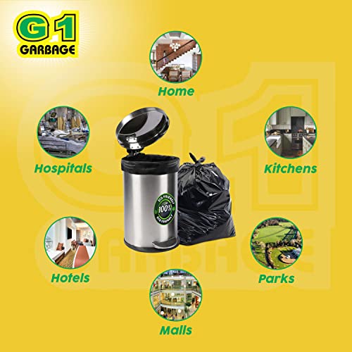G1 G 1 Garbage Bags | Dustbin Bags | Small Size | 17X19 Inches | 30 Pack | Pack of 8 | Black | For Wet and Dry Waste For Home Kitchen Washroom | - Image 2