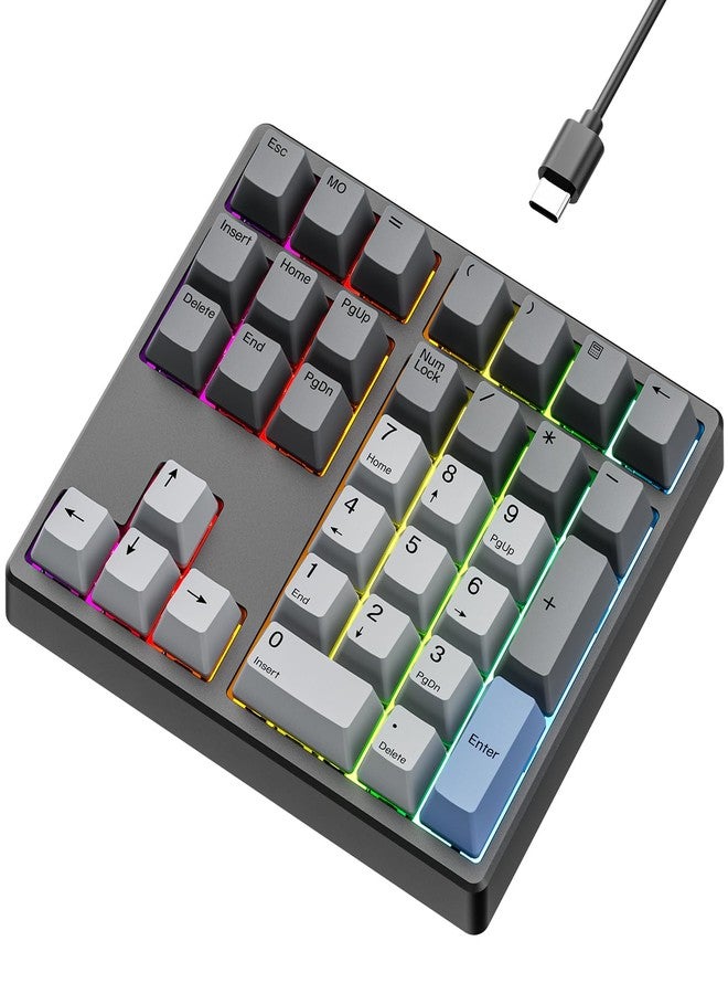 Kisnt Custom Mechanical Number Pad, QMK/VIA Programmable Hot Swappable Numpad 34 Keys Wired USB RGB Backlit Numeric Keypad with PBT Keycaps for Laptop, MacBook,Compact Keyboards (Black, Linear Switch) - Image 1