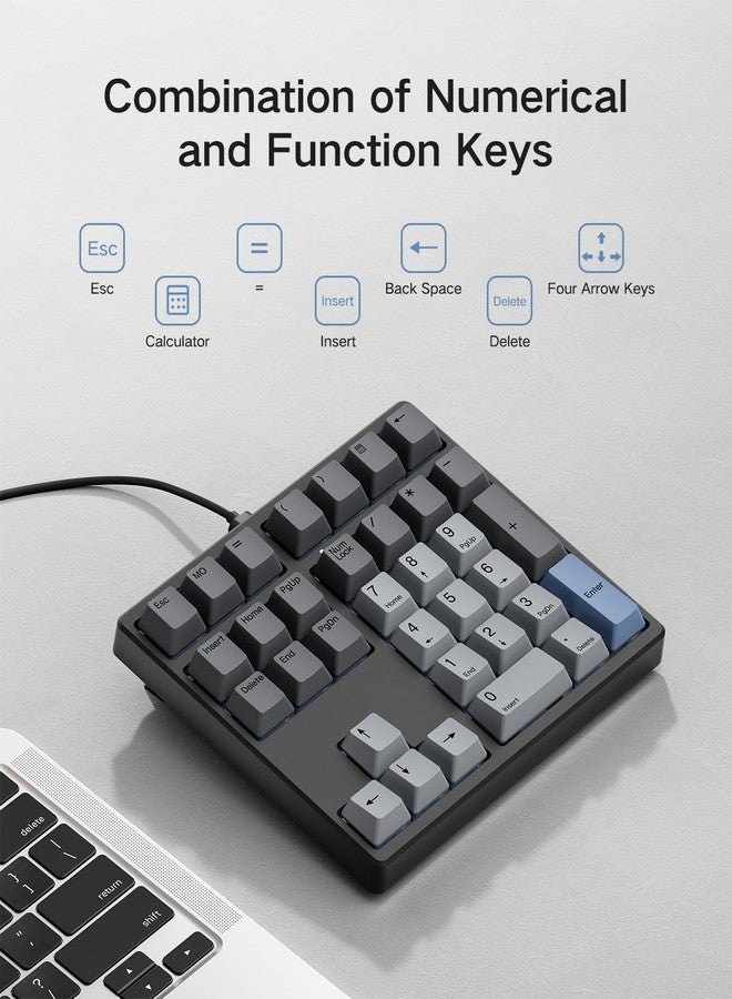 Kisnt Custom Mechanical Number Pad, QMK/VIA Programmable Hot Swappable Numpad 34 Keys Wired USB RGB Backlit Numeric Keypad with PBT Keycaps for Laptop, MacBook,Compact Keyboards (Black, Linear Switch) - Image 4