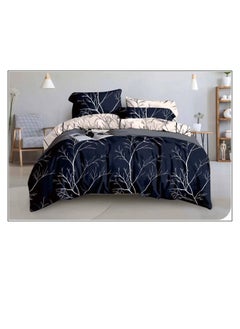 BAIG King Size 6 Piece Duvet Cover Set Contemporary Leaf Print Bedding Sets, Smooth Cotton Material Modern Geometric Print 