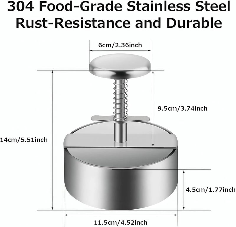 Gladnes Gladnes Stainless Steel Adjustable Burger Patty Maker NonStick Hamburger Press for Homemade Burgers BBQ Meat Cutlets More Easy to Use Clean Kitchen Tool  - Image 3