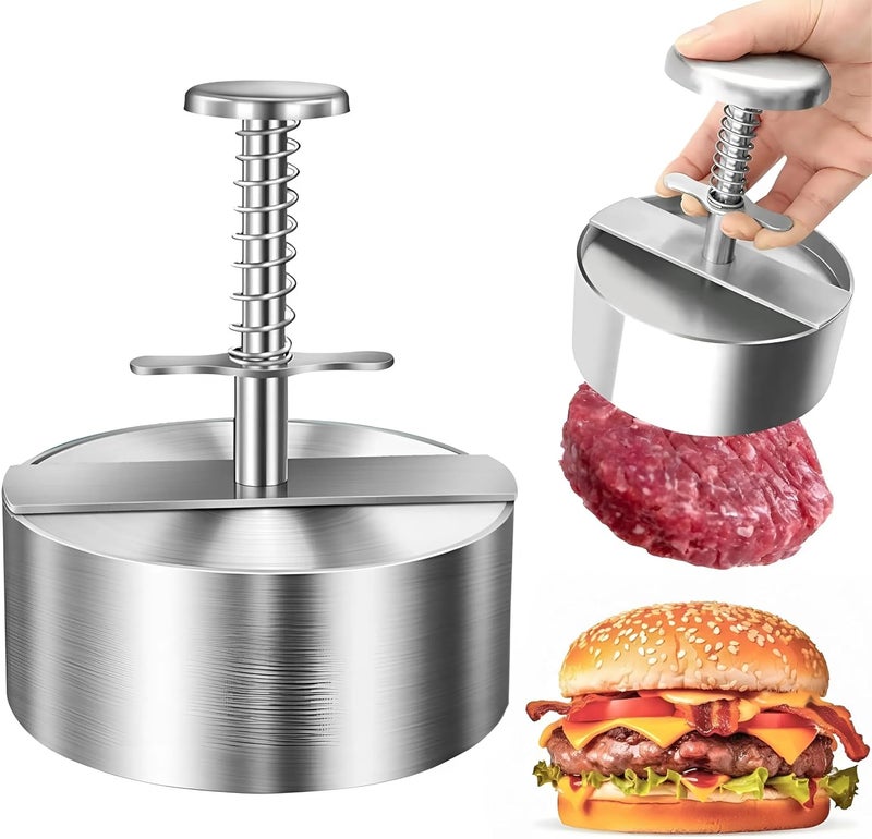 Gladnes Gladnes Stainless Steel Adjustable Burger Patty Maker NonStick Hamburger Press for Homemade Burgers BBQ Meat Cutlets More Easy to Use Clean Kitchen Tool  - Image 1