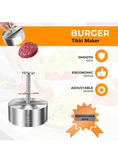 Gladnes Gladnes Stainless Steel Adjustable Burger Patty Maker NonStick Hamburger Press for Homemade Burgers BBQ Meat Cutlets More Easy to Use Clean Kitchen Tool  - Image 2