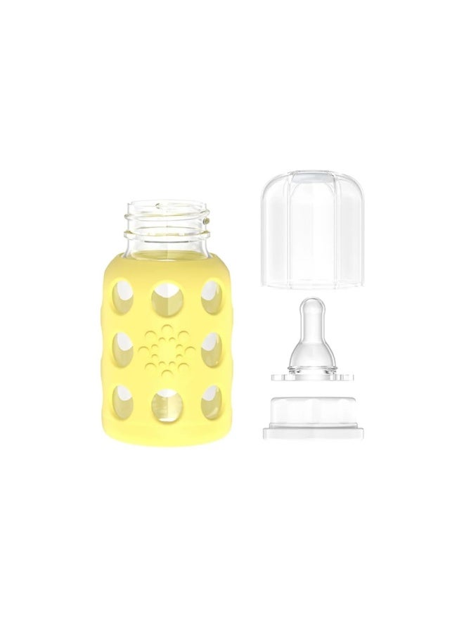 Lifefactory Glass Baby Bottle BPA Free | Protective Silicone Sleeve | 4 oz Pack of 2 | Pink, Banana - Image 4