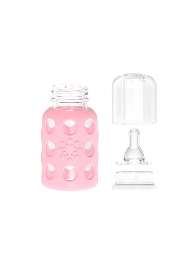 Lifefactory Glass Baby Bottle BPA Free | Protective Silicone Sleeve | 4 oz Pack of 2 | Pink, Banana - Image 5