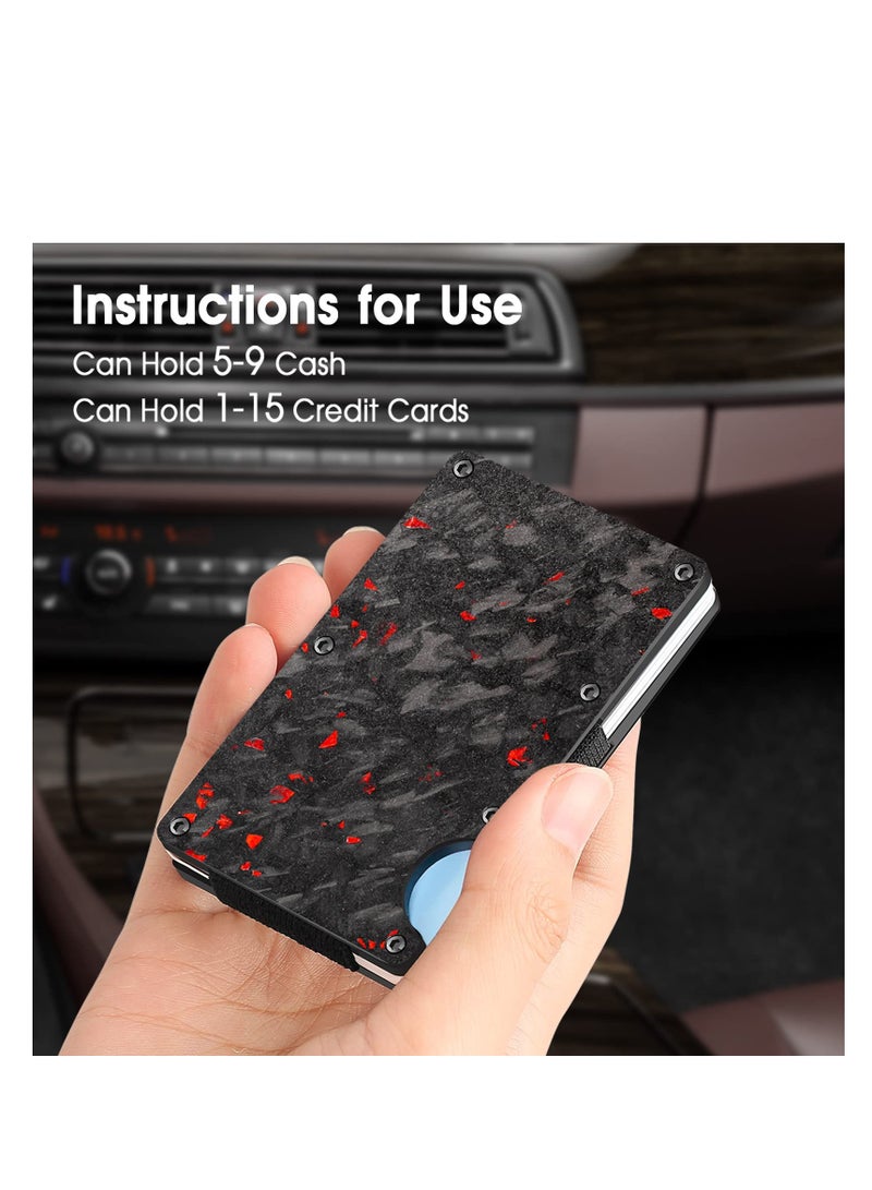 Zikra Money Clip for Men, Minimalist Slim Wallet, RFID Blocking for Private Safety, Leather Carbon Fiber Wallet with Gift Box, Aluminum Metal Credit Card Holder, Gifts for Men - Image 3