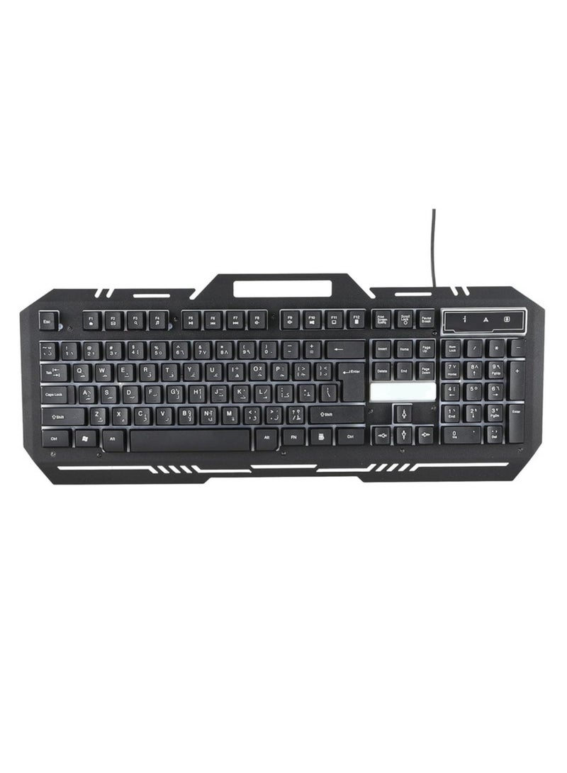 Gaming Keyboard PT-80 – Ultra Slim Metal Keyboard with Multimedia Shortcuts, English & Arabic Letters - Image 1