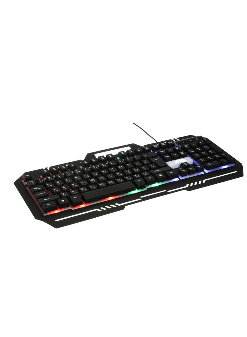 Gaming Keyboard PT-80 – Ultra Slim Metal Keyboard with Multimedia Shortcuts, English & Arabic Letters - Image 2