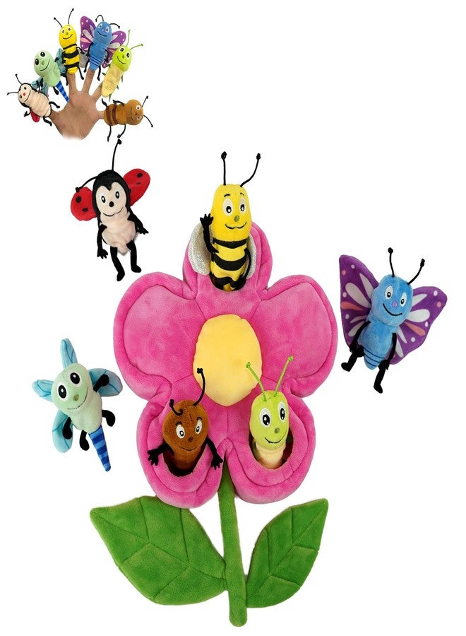 JUSTQUNSEEN 6pcs Insect Finger Puppets Bringing a Flowers House, Novelty Animals Toys Puppet for Kids, Storytelling Role-Playing Plush Finger Puppets Gifts for Boys and Girls - Image 1