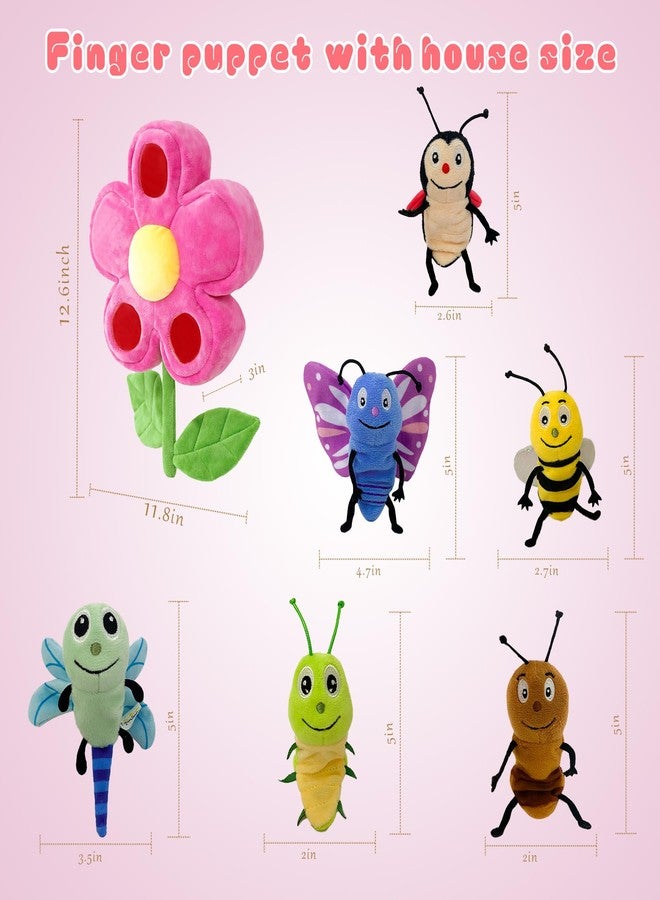 JUSTQUNSEEN 6pcs Insect Finger Puppets Bringing a Flowers House, Novelty Animals Toys Puppet for Kids, Storytelling Role-Playing Plush Finger Puppets Gifts for Boys and Girls - Image 2
