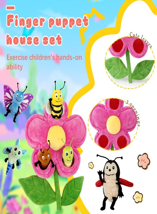JUSTQUNSEEN 6pcs Insect Finger Puppets Bringing a Flowers House, Novelty Animals Toys Puppet for Kids, Storytelling Role-Playing Plush Finger Puppets Gifts for Boys and Girls - Image 4