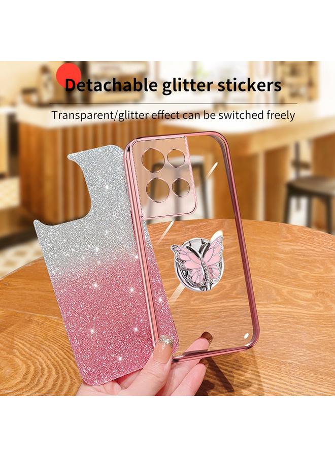 S-TOP Case For OPPO Reno8 Pro Plated Gradient Glitter Butterfly Holder TPU Phone Case - Image 4