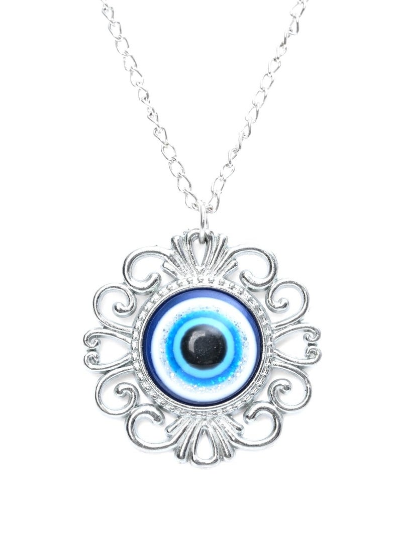 STYOLLO Oxidised Silver Metal Evil Eye Protector Necklace Pendant Set For Women & Girls Stylish | Women's Necklaces Silver Fashion Jewellery Sets | Fancy Girls' Chains & Necklace- Set of 1 - Image 1