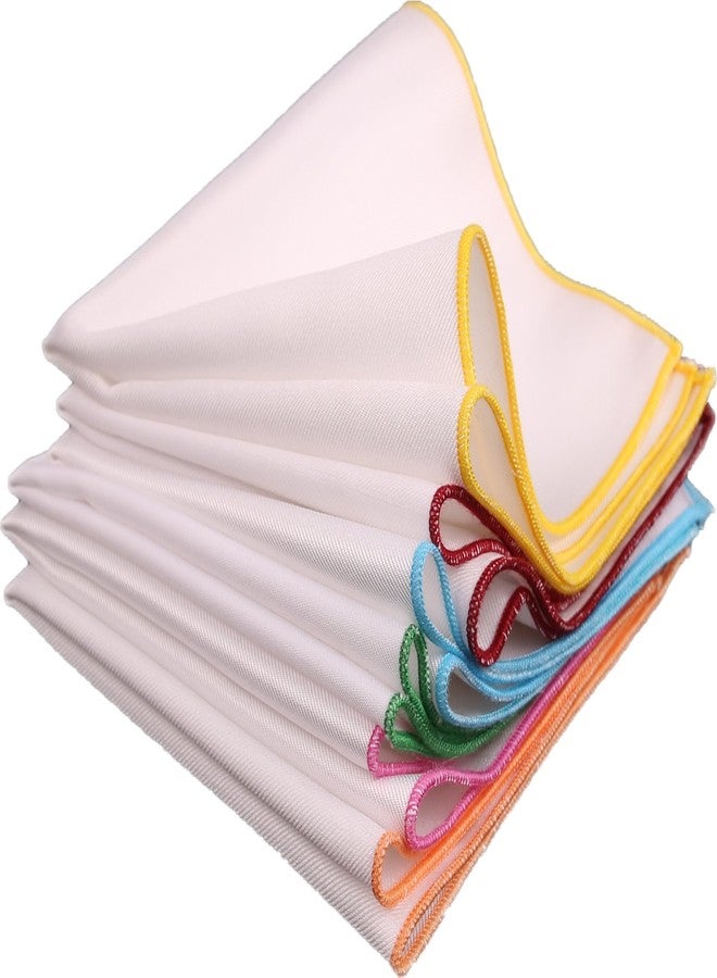 Flairs New York Gentleman's Essentials Weekend Casual White Pocket Square (Pocket Square Only, White/Flamingo Pink) - Image 4