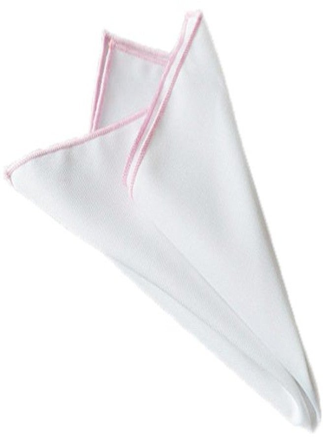 Flairs New York Gentleman's Essentials Weekend Casual White Pocket Square (Pocket Square Only, White/Flamingo Pink) - Image 2
