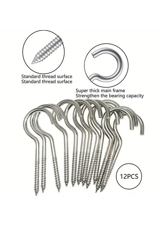 Variant Color 12pcs Heavy Duty Self Tapping Screw Hooks 32 Inch Metal Open Eye Hooks - Image 2