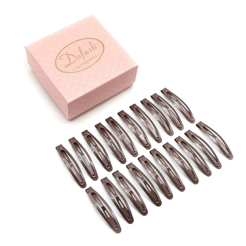 Dofash 20Pcs Snap Hair Clips Hair Grips Metal Hair Clips 45Cm177In Hair Accessories For GirlsBrown