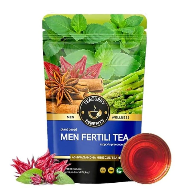 Teacurry Men Support Tea (100 Grams) - Supports Men Wellness & Strength | Natural Blend of Ashwagandha, Hibiscus, Cinnamon, Gokhru - Image 1