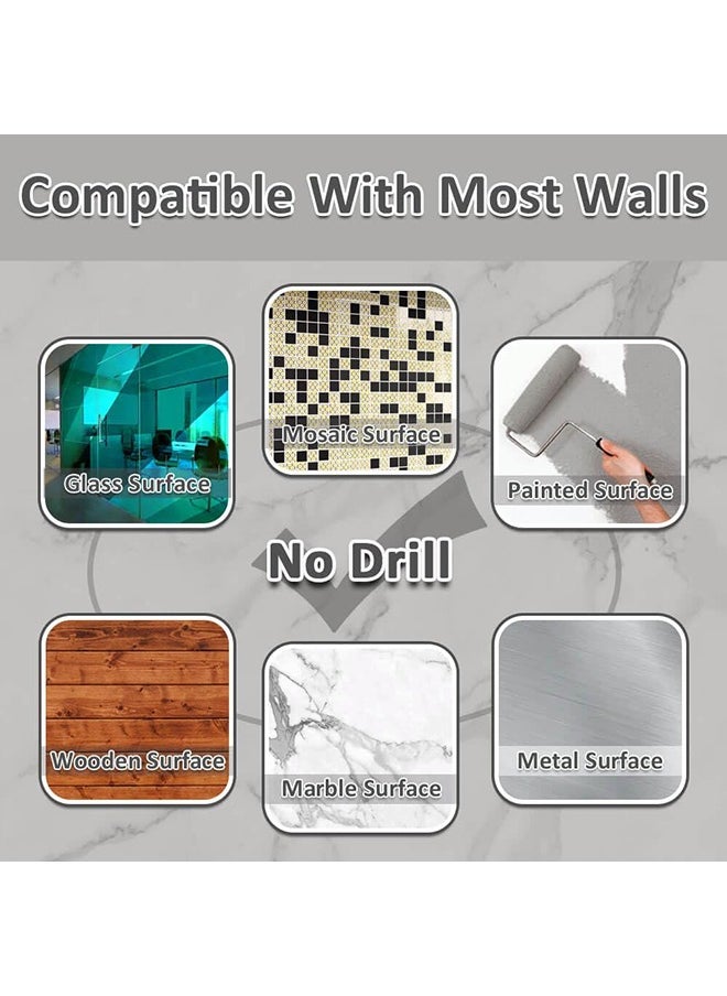 Arabest ساعة حائط ثلاثية الأبعاد مع ملصقات بأرقام مرآة أسود 39x39 بوصة  - Image 5