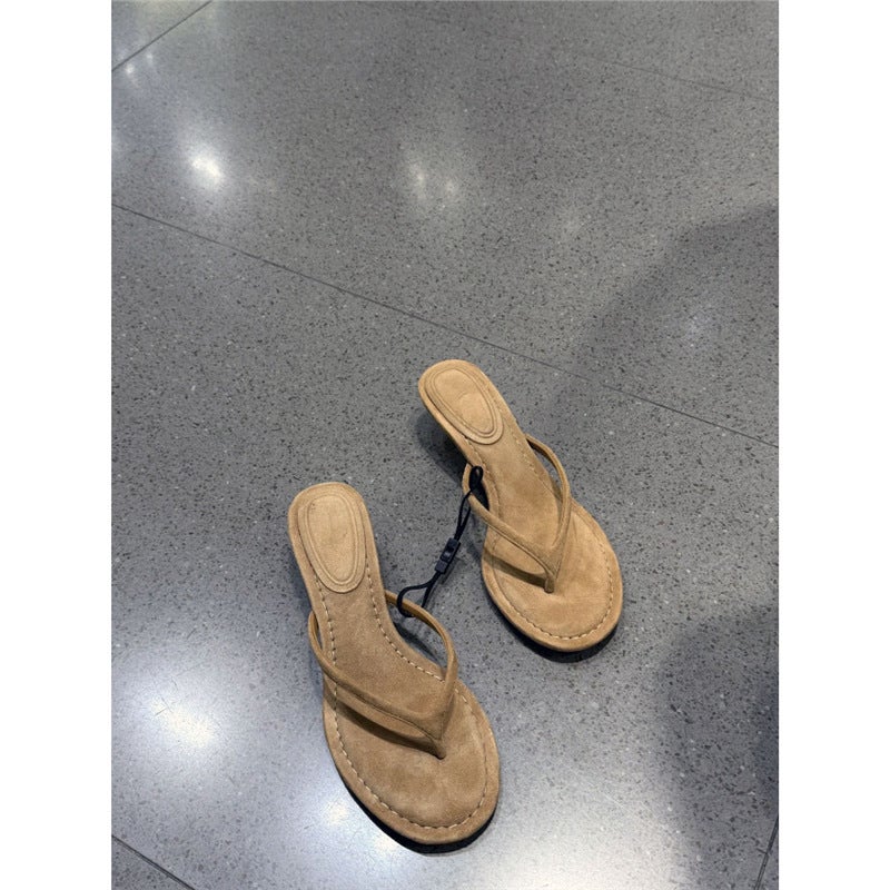 French Fairy Style Thin Heel Thong Sandals for Women 2026 Summer - Image 1