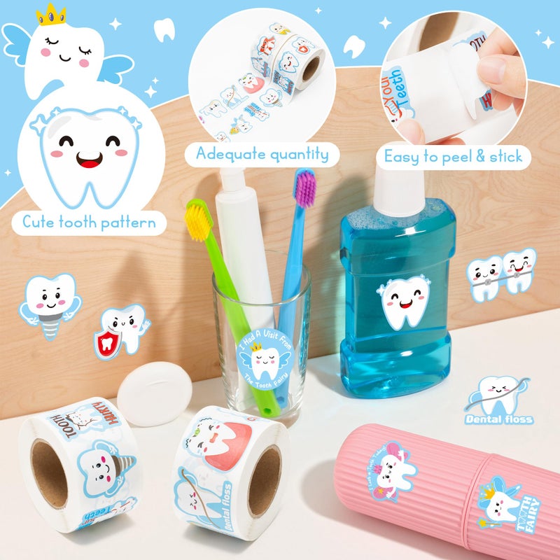 CJiangpo 1000Pcs Tooth Roll Stickers, Funny Dental Tooth Fairy Sticker Decals for Laptop Water Bottle Scrapbook DIY Crafts, Baby Shower Birthday Party Decoration Gift for Boy Girl - Image 3