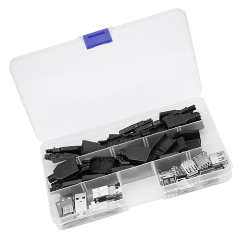 20pcs/set Type A 2.0USB Connector 4 Pin Plug Socket Adapter With Black Plastic Shell - Image 2